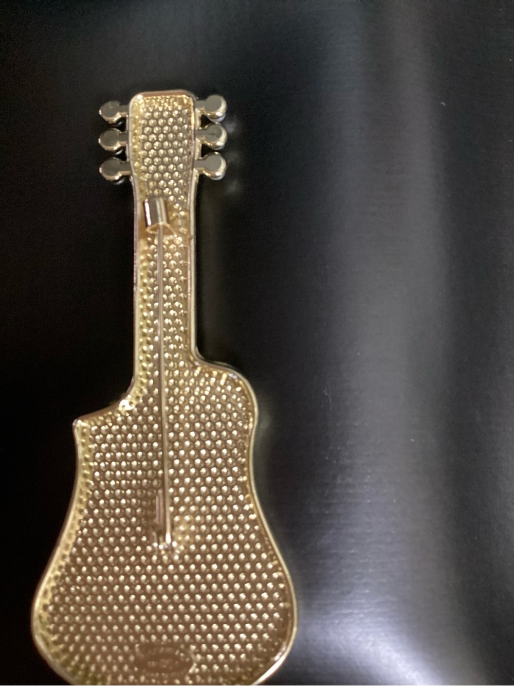 CHANEL Black Enamel Guitar Brooch with Blue Accent - Picture 5 of 6
